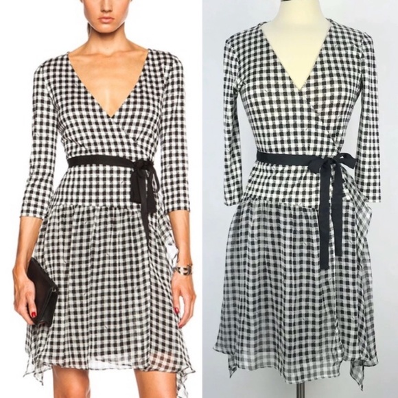 Diane von Furstenberg Riviera Gingham Wrap Dress DVF - Picture 1 of 8